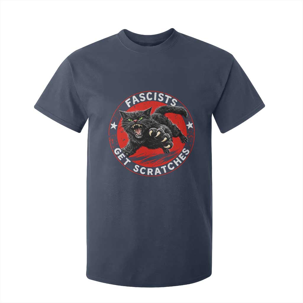 Vintage Black Cat Against Fascists T Shirt For Kid TS10 Navy Print Your Wear