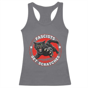 Vintage Black Cat Against Fascists Racerback Tank Top TS10 Charcoal Print Your Wear