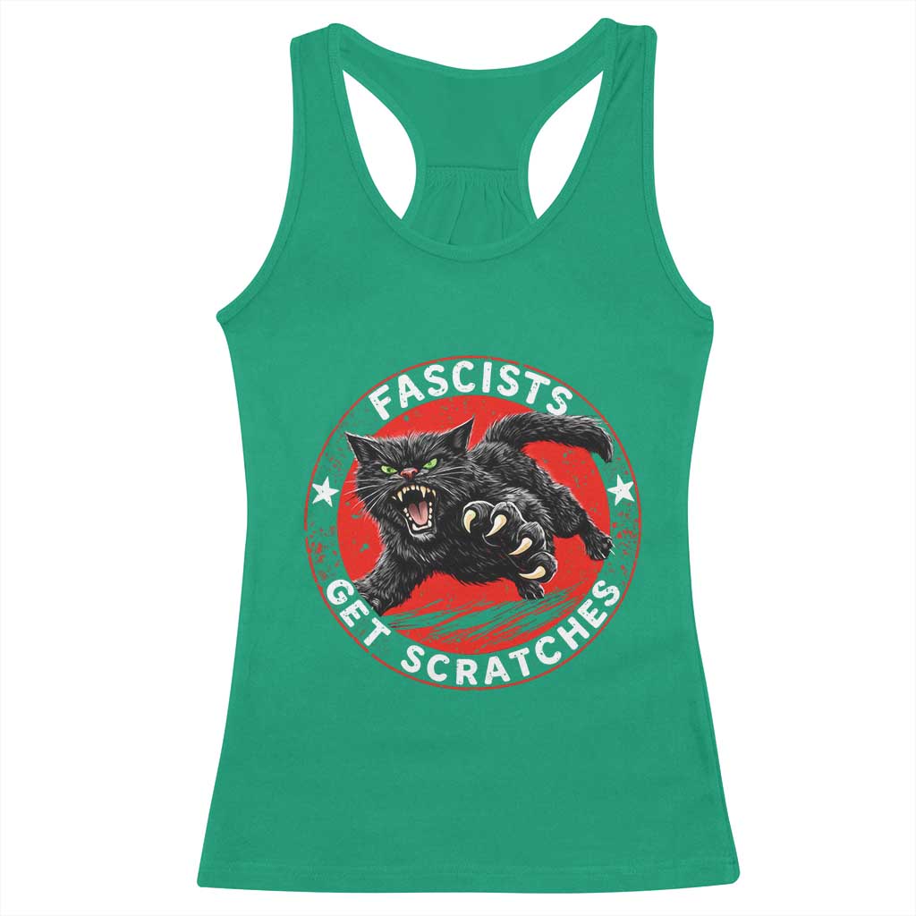 Vintage Black Cat Against Fascists Racerback Tank Top TS10 Irish Green Print Your Wear