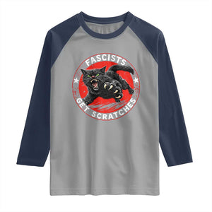 Vintage Black Cat Against Fascists Raglan Shirt TS10 Sport Gray Navy Print Your Wear
