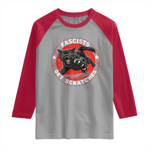 Vintage Black Cat Against Fascists Raglan Shirt TS10 Sport Gray Red Print Your Wear