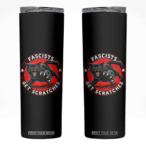 Vintage Black Cat Against Fascists Skinny Tumbler TS10 Black Print Your Wear