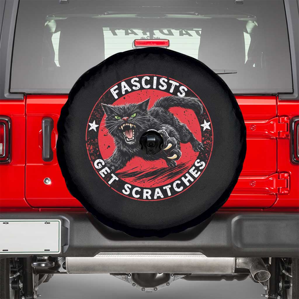 Vintage Black Cat Against Fascists Spare Tire Cover TS10 Black Print Your Wear