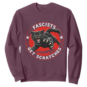 Vintage Black Cat Against Fascists Sweatshirt TS10 Maroon Print Your Wear
