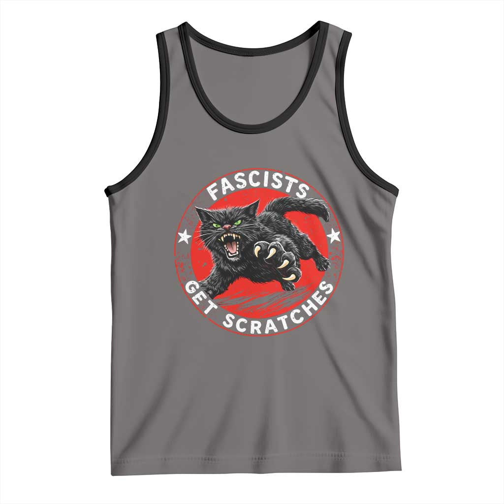 Vintage Black Cat Against Fascists Tank Top TS10 Deep Heather Black Print Your Wear