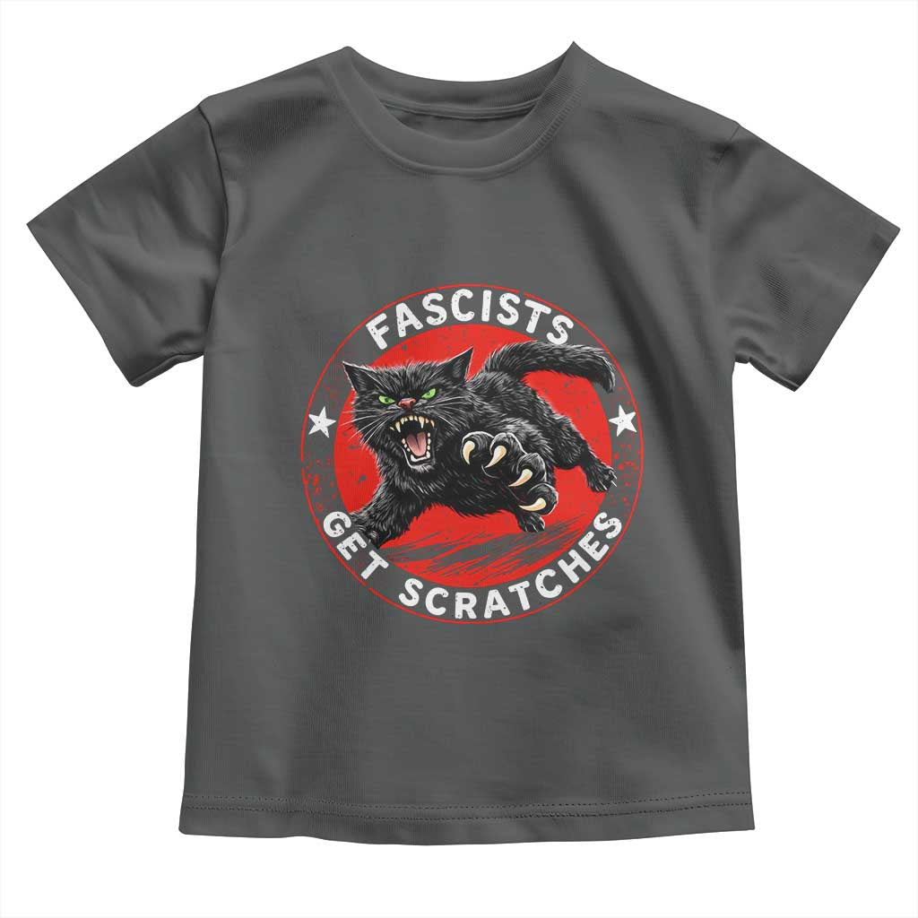 Vintage Black Cat Against Fascists Toddler T Shirt TS10 Dark Heather Print Your Wear