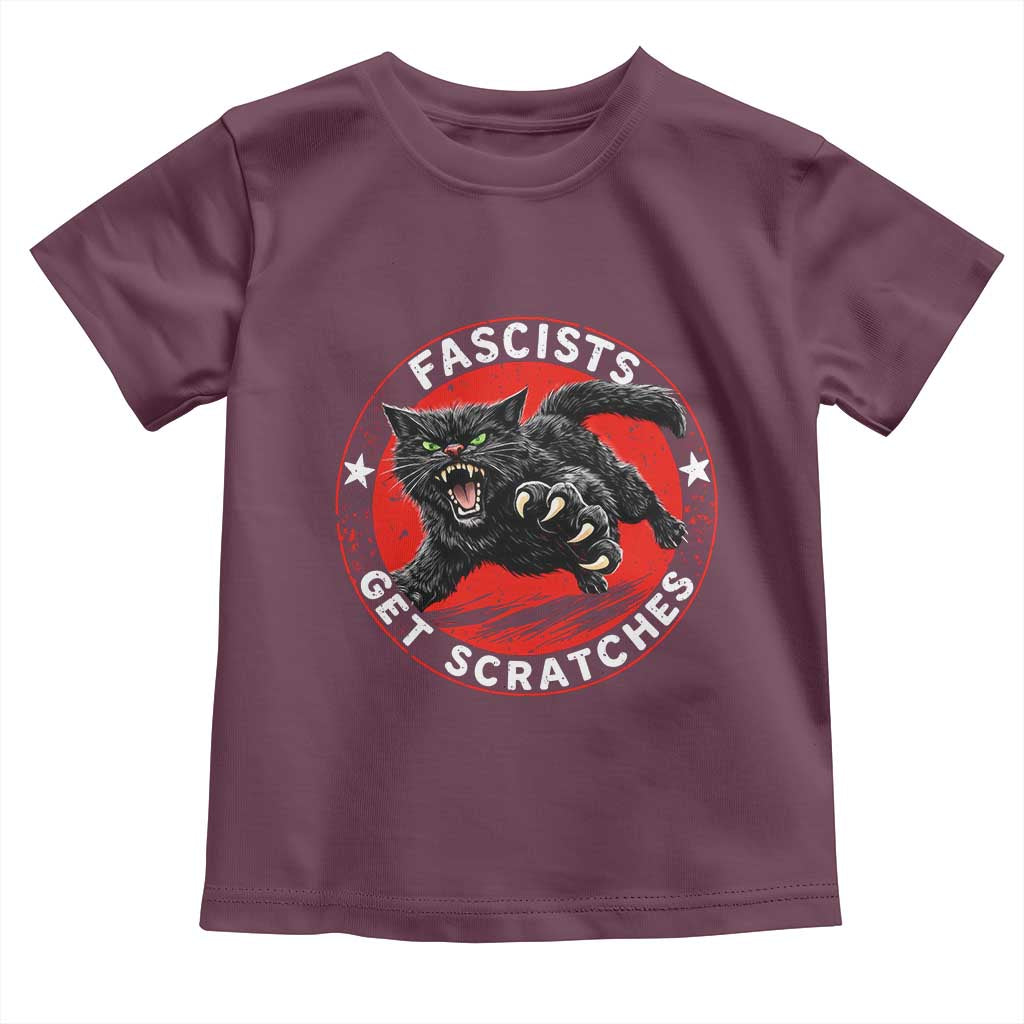 Vintage Black Cat Against Fascists Toddler T Shirt TS10 Maroon Print Your Wear