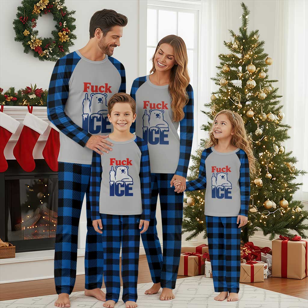 Fck Ice Plaid Pajama Set Get The Fck Out Of Minneapolis Polar Bear TS10 Blue Plaid Print Your Wear