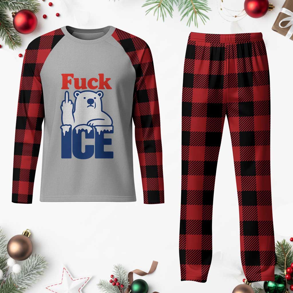 Fck Ice Plaid Pajama Set Get The Fck Out Of Minneapolis Polar Bear TS10 Buffalo Plaid Print Your Wear