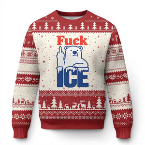 Fck Ice Ugly Christmas Sweater Get The Fck Out Of Minneapolis Polar Bear TS10 Beige Red Print Your Wear
