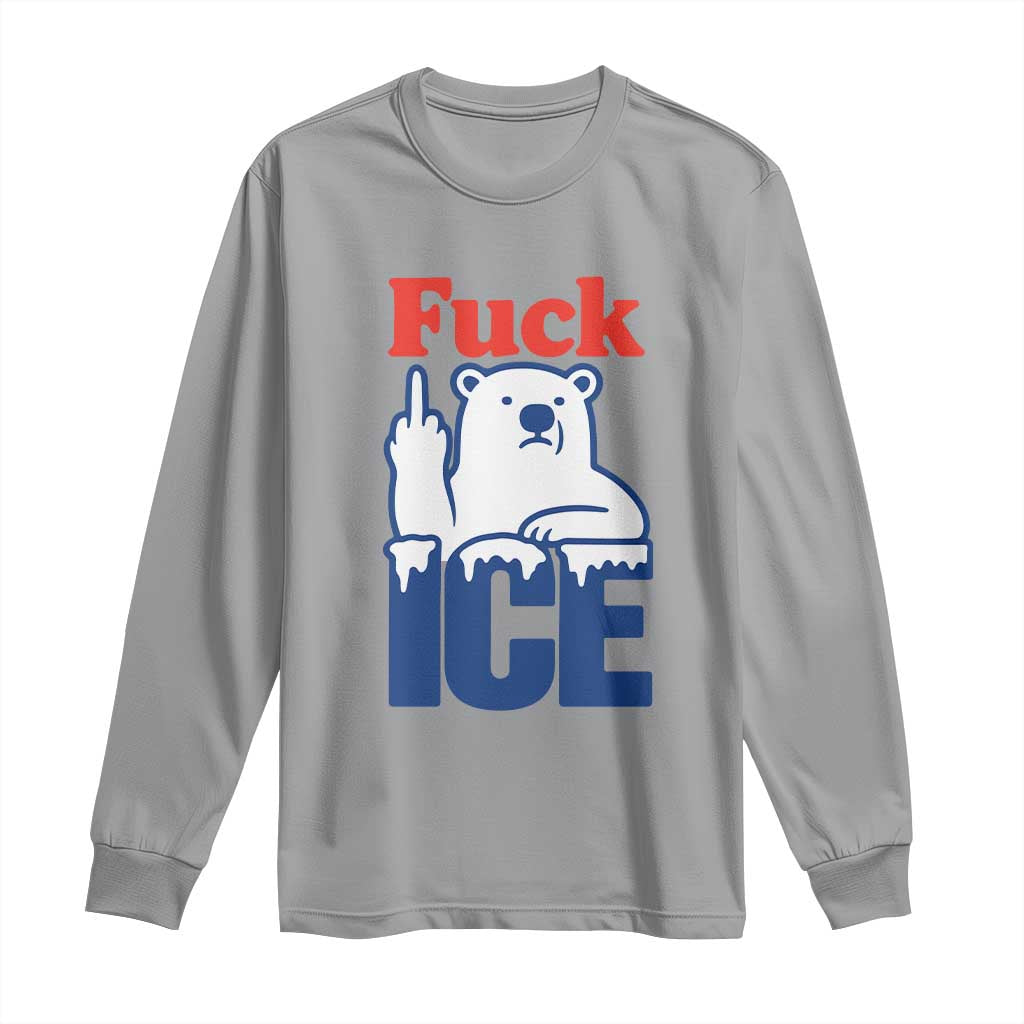 Fck Ice Long Sleeve Shirt Get The Fck Out Of Minneapolis Polar Bear TS10 Sport Gray Print Your Wear