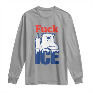 Fck Ice Long Sleeve Shirt Get The Fck Out Of Minneapolis Polar Bear TS10 Sport Gray Print Your Wear