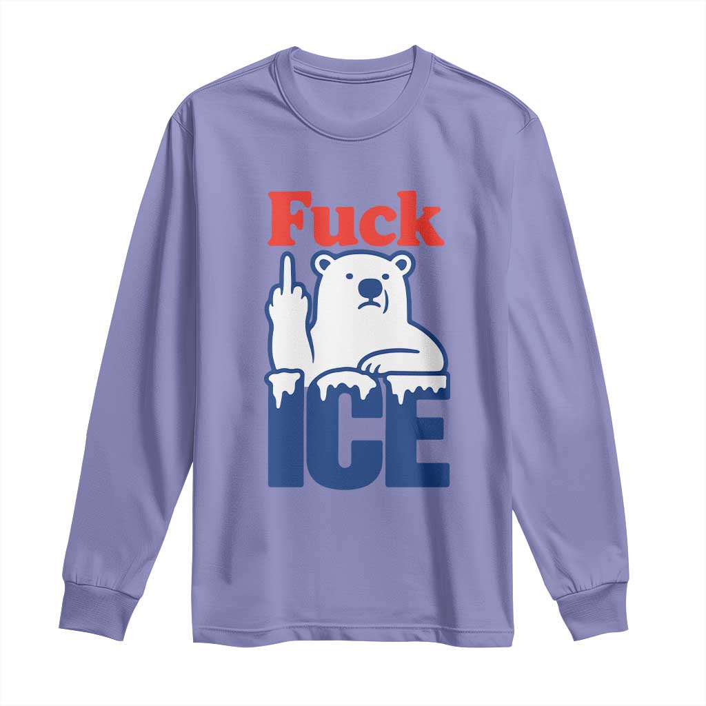 Fck Ice Long Sleeve Shirt Get The Fck Out Of Minneapolis Polar Bear TS10 Violet Print Your Wear