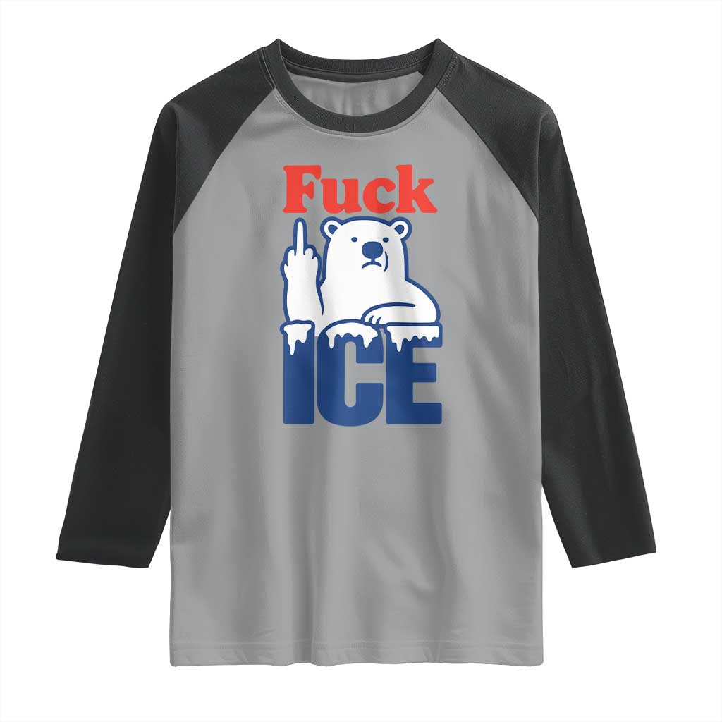 Fck Ice Raglan Shirt Get The Fck Out Of Minneapolis Polar Bear TS10 Sport Gray Black Print Your Wear