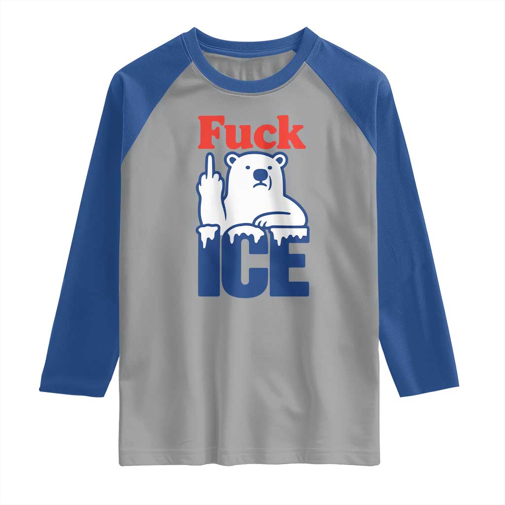 Fck Ice Raglan Shirt Get The Fck Out Of Minneapolis Polar Bear TS10 Sport Gray Royal Print Your Wear