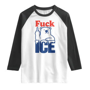 Fck Ice Raglan Shirt Get The Fck Out Of Minneapolis Polar Bear TS10 White Black Print Your Wear