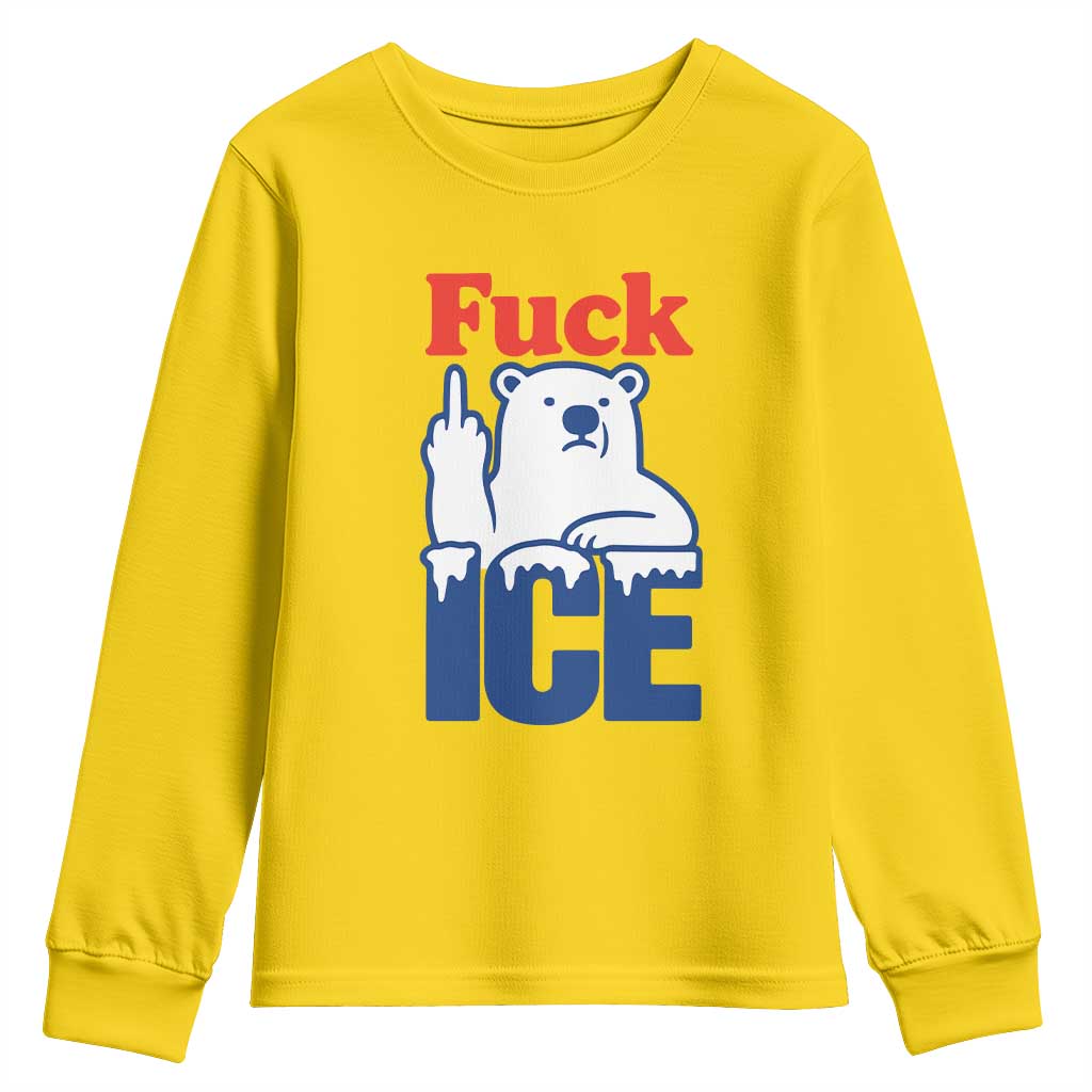 Fck Ice Youth Sweatshirt Get The Fck Out Of Minneapolis Polar Bear TS10 Daisy Print Your Wear