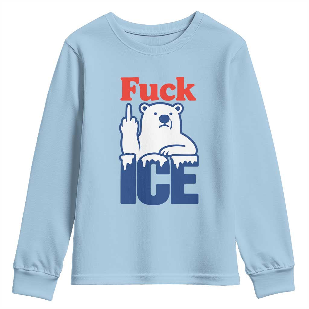 Fck Ice Youth Sweatshirt Get The Fck Out Of Minneapolis Polar Bear TS10 Light Blue Print Your Wear
