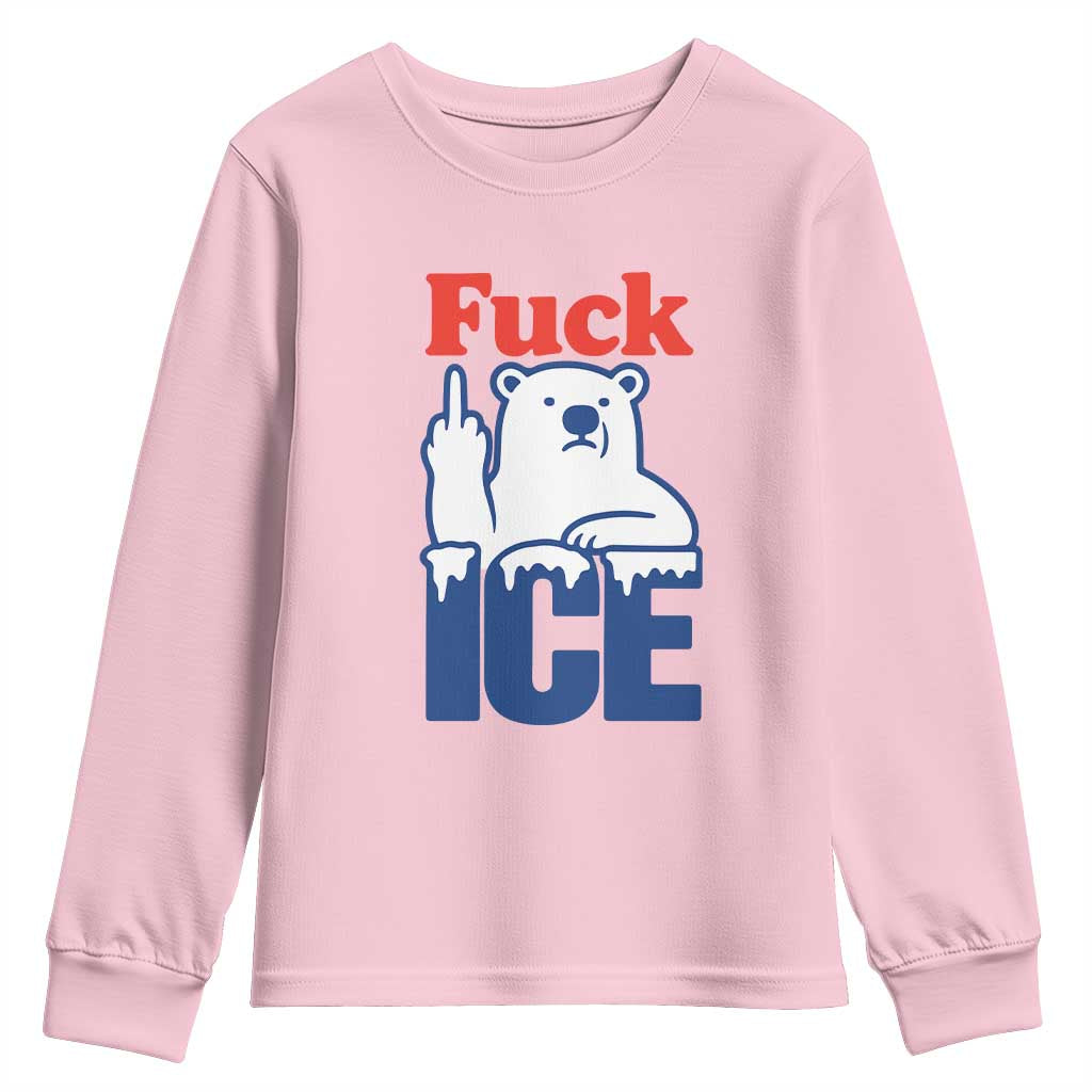 Fck Ice Youth Sweatshirt Get The Fck Out Of Minneapolis Polar Bear TS10 Light Pink Print Your Wear