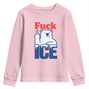 Fck Ice Youth Sweatshirt Get The Fck Out Of Minneapolis Polar Bear TS10 Light Pink Print Your Wear