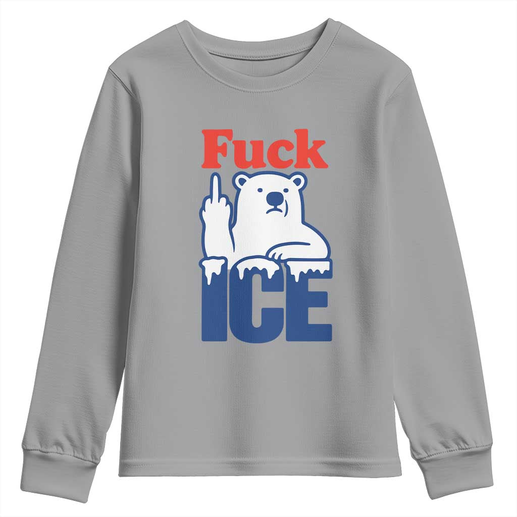 Fck Ice Youth Sweatshirt Get The Fck Out Of Minneapolis Polar Bear TS10 Sport Gray Print Your Wear