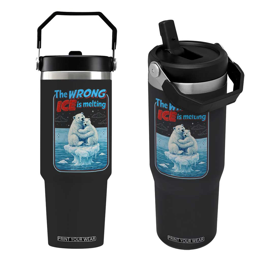 Fck Ice Flip Straw Tumbler The Wrong Ice Is Melting Polar Bear Social Justice TS10 One Size: 30 oz Black Print Your Wear
