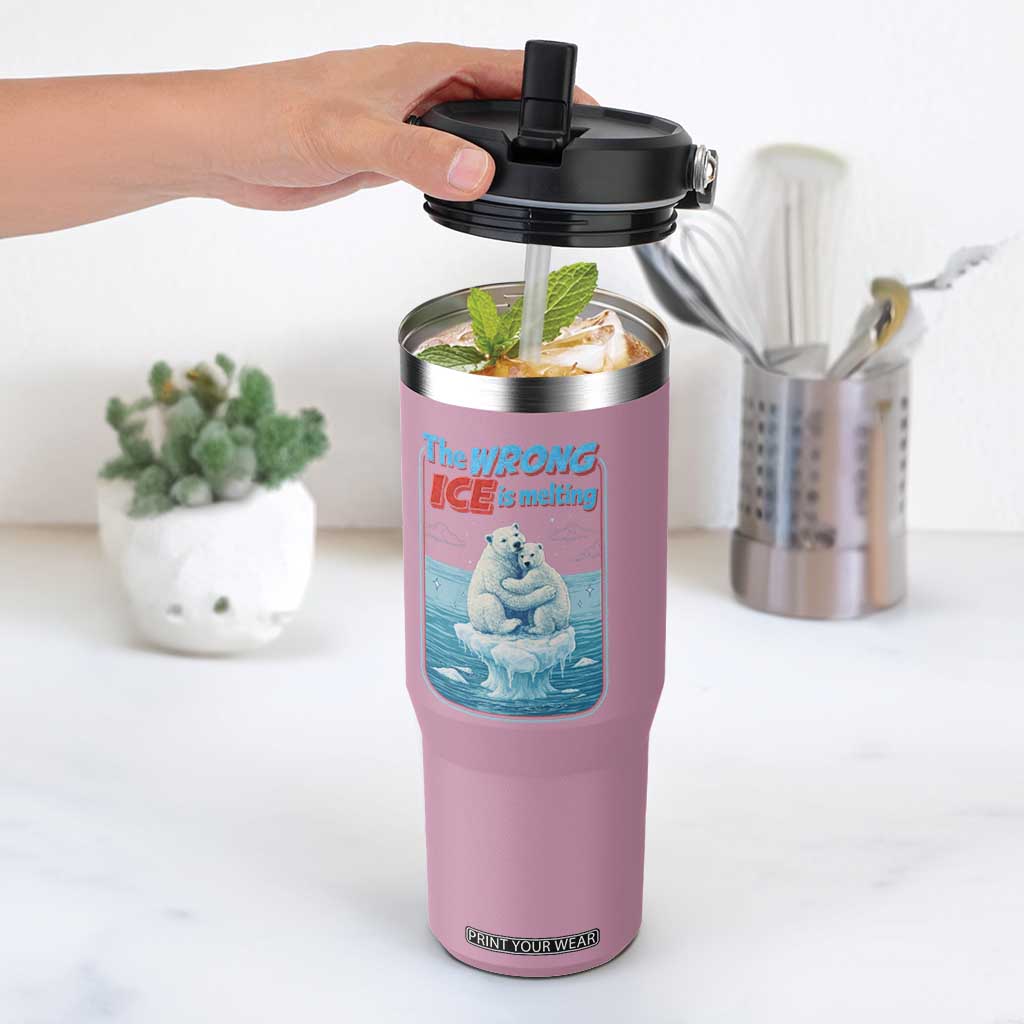 Fck Ice Flip Straw Tumbler The Wrong Ice Is Melting Polar Bear Social Justice TS10 One Size: 30 oz Light Pink Print Your Wear
