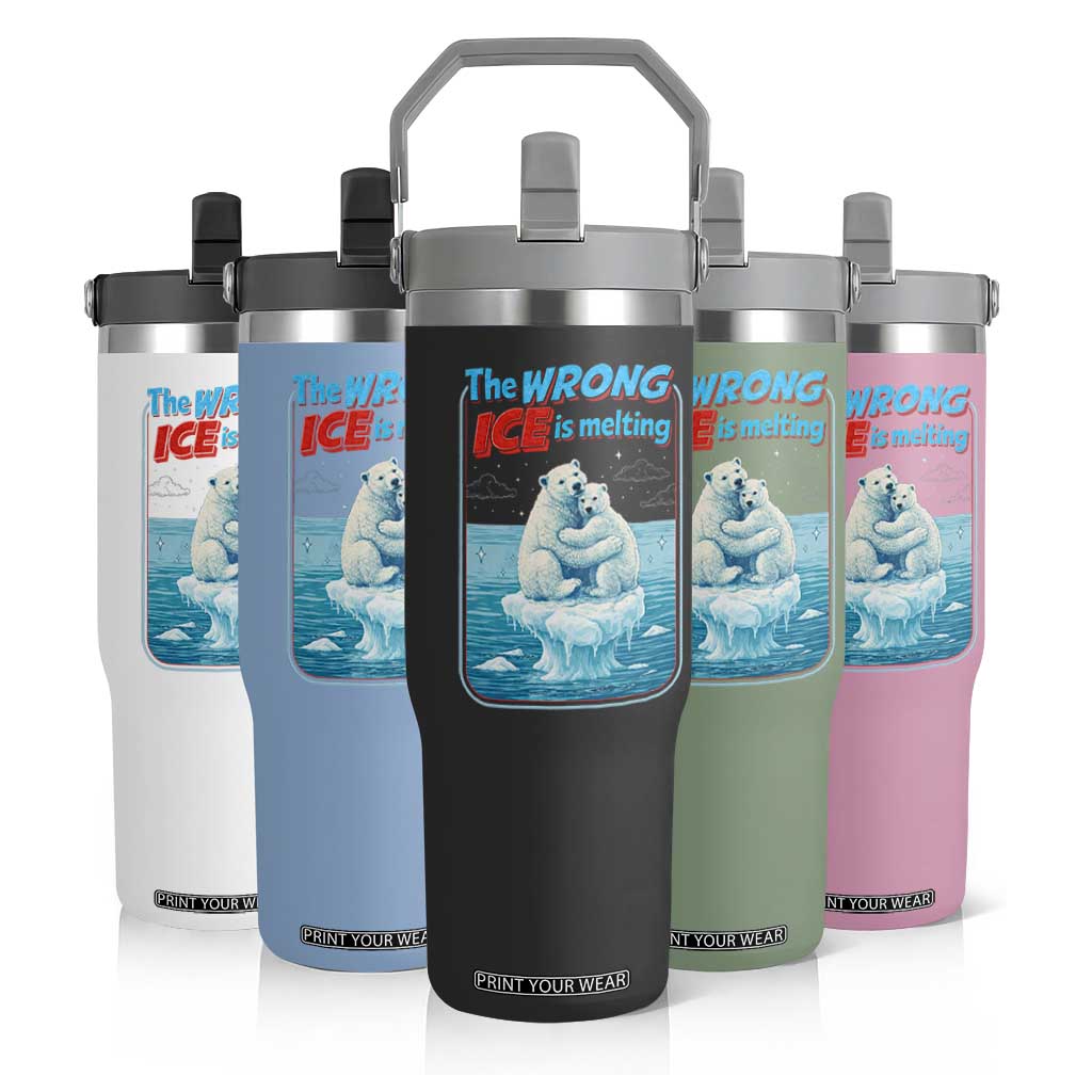 Fck Ice Flip Straw Tumbler The Wrong Ice Is Melting Polar Bear Social Justice TS10 Print Your Wear