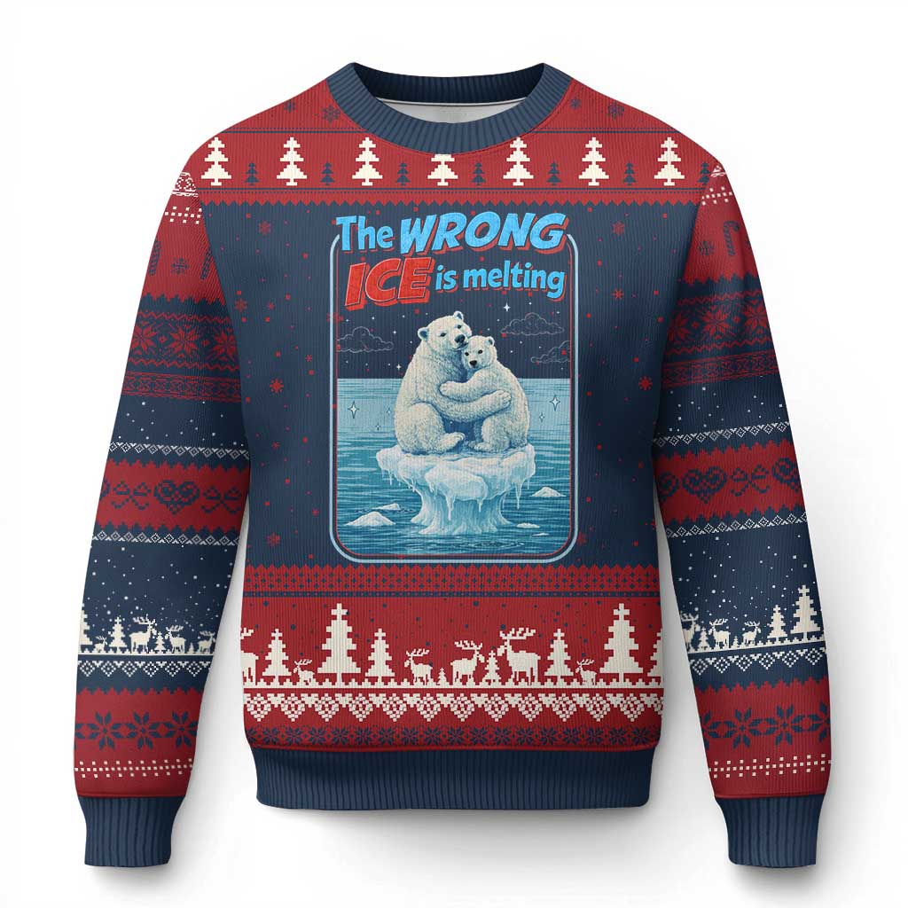 Fck Ice Ugly Christmas Sweater The Wrong Ice Is Melting Polar Bear Social Justice TS10 Navy Red Print Your Wear