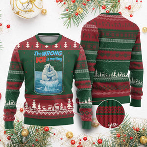Fck Ice Ugly Christmas Sweater The Wrong Ice Is Melting Polar Bear Social Justice TS10 Red Green Print Your Wear