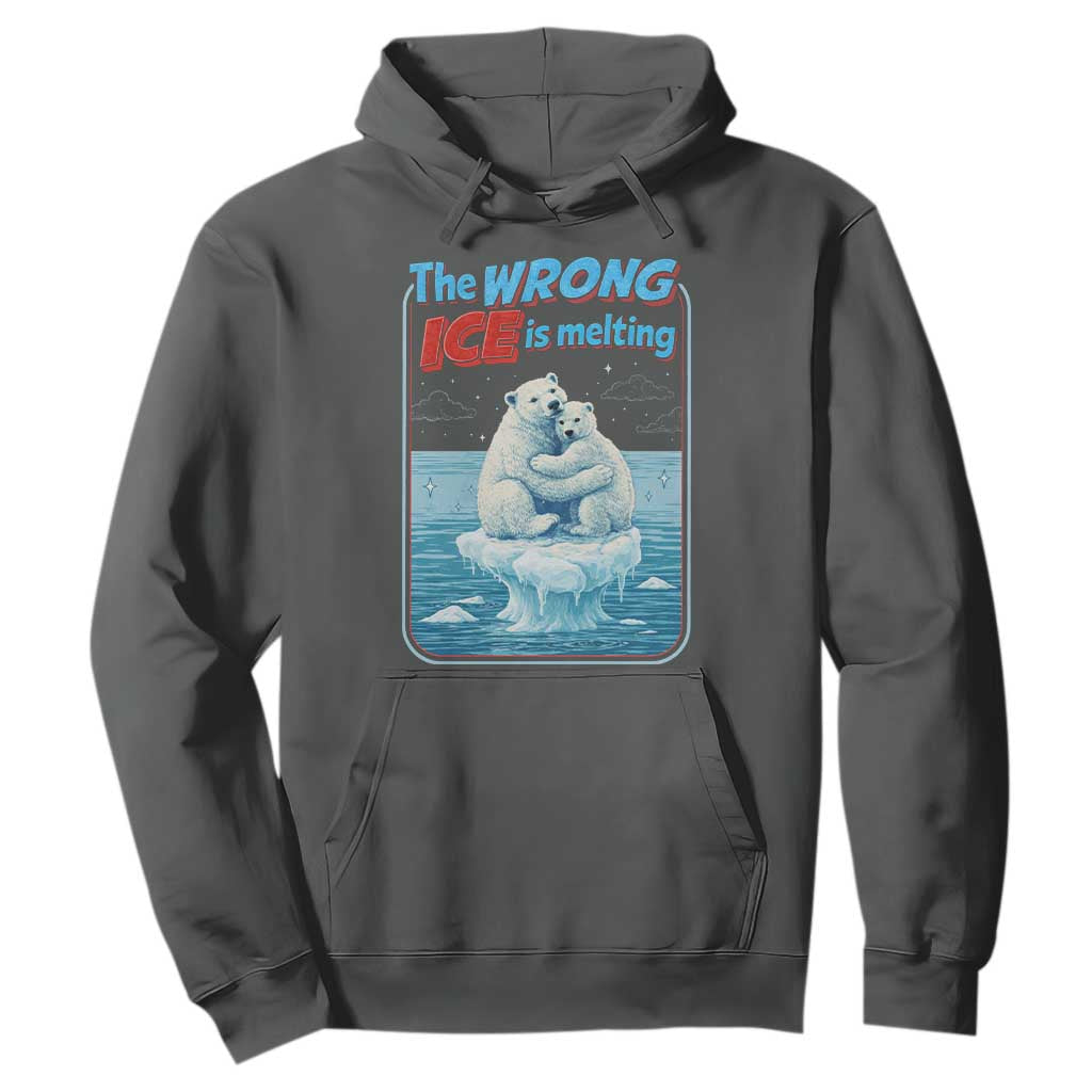 Fck Ice Hoodie The Wrong Ice Is Melting Polar Bear Social Justice TS10 Dark Heather Print Your Wear