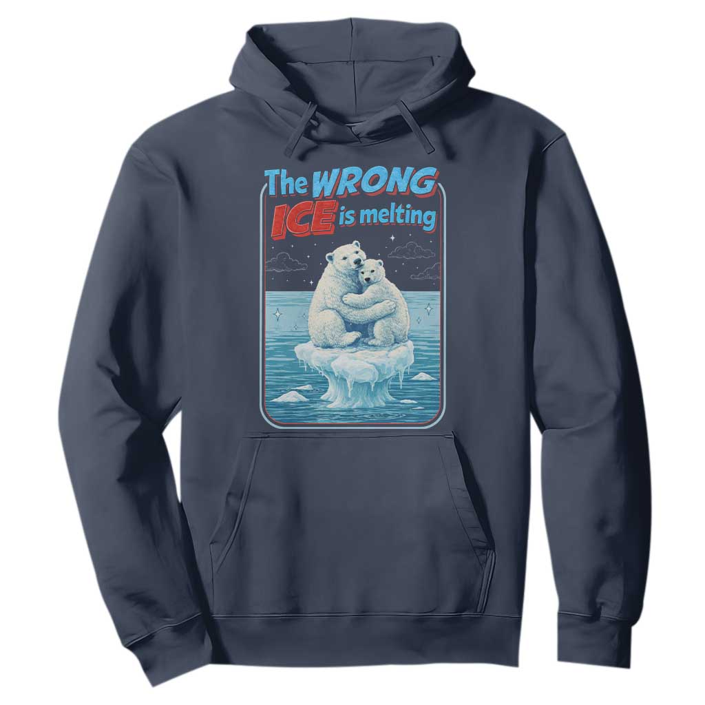 Fck Ice Hoodie The Wrong Ice Is Melting Polar Bear Social Justice TS10 Navy Print Your Wear