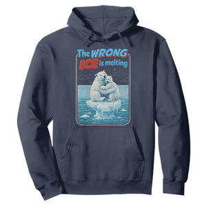 Fck Ice Hoodie The Wrong Ice Is Melting Polar Bear Social Justice TS10 Navy Print Your Wear