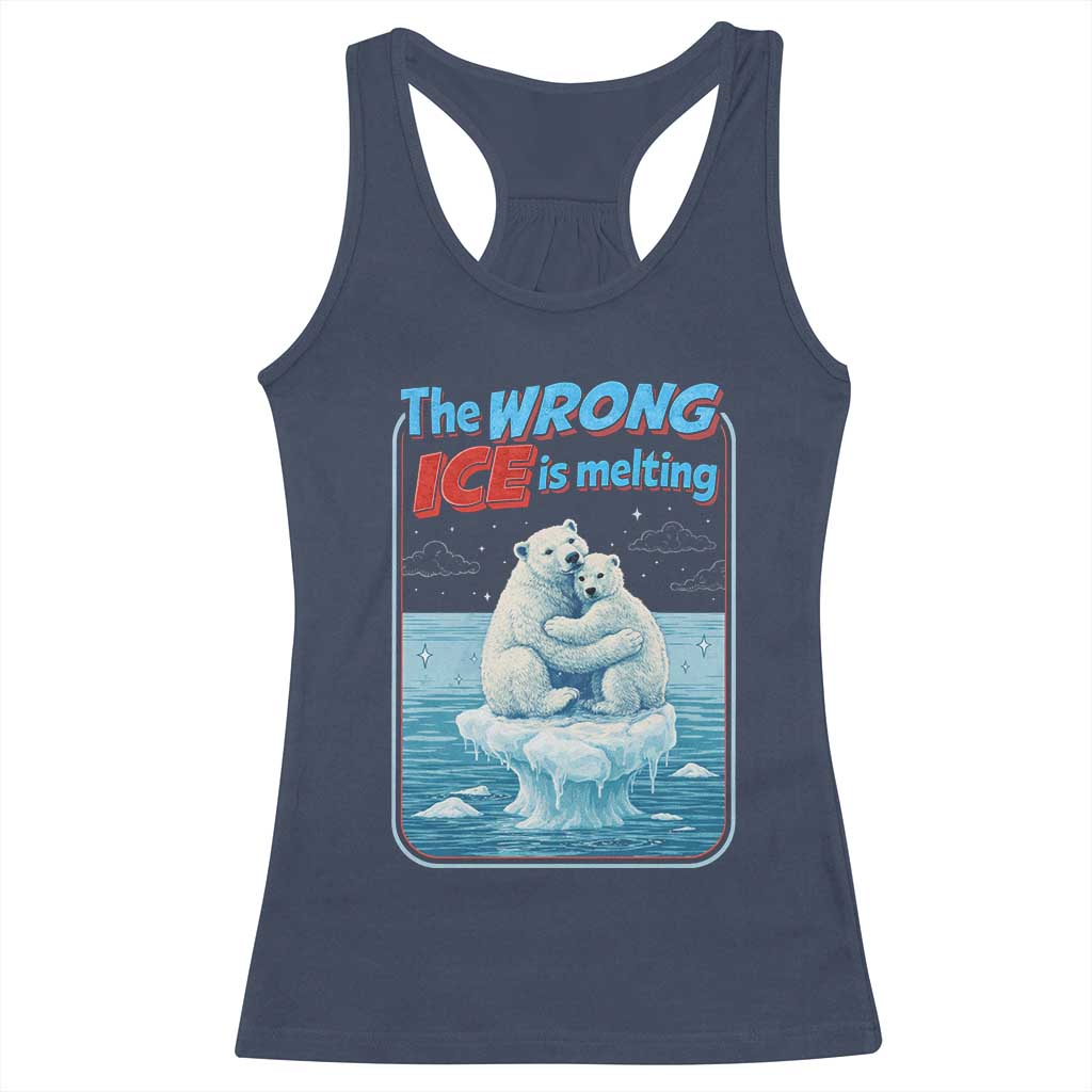 Fck Ice Racerback Tank Top The Wrong Ice Is Melting Polar Bear Social Justice TS10 Navy Print Your Wear