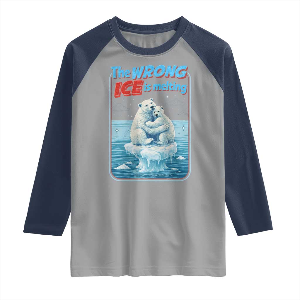 Fck Ice Raglan Shirt The Wrong Ice Is Melting Polar Bear Social Justice TS10 Sport Gray Navy Print Your Wear