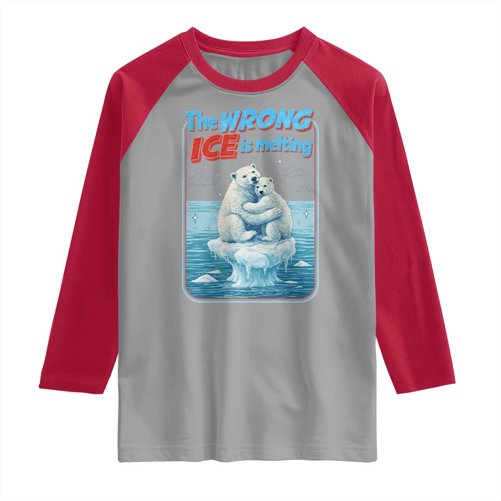 Fck Ice Raglan Shirt The Wrong Ice Is Melting Polar Bear Social Justice TS10 Sport Gray Red Print Your Wear