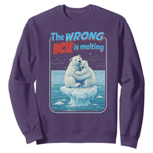 Fck Ice Sweatshirt The Wrong Ice Is Melting Polar Bear Social Justice TS10 Purple Print Your Wear