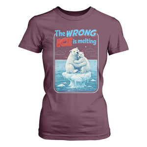 Fck Ice T Shirt For Women The Wrong Ice Is Melting Polar Bear Social Justice TS10 Maroon Print Your Wear