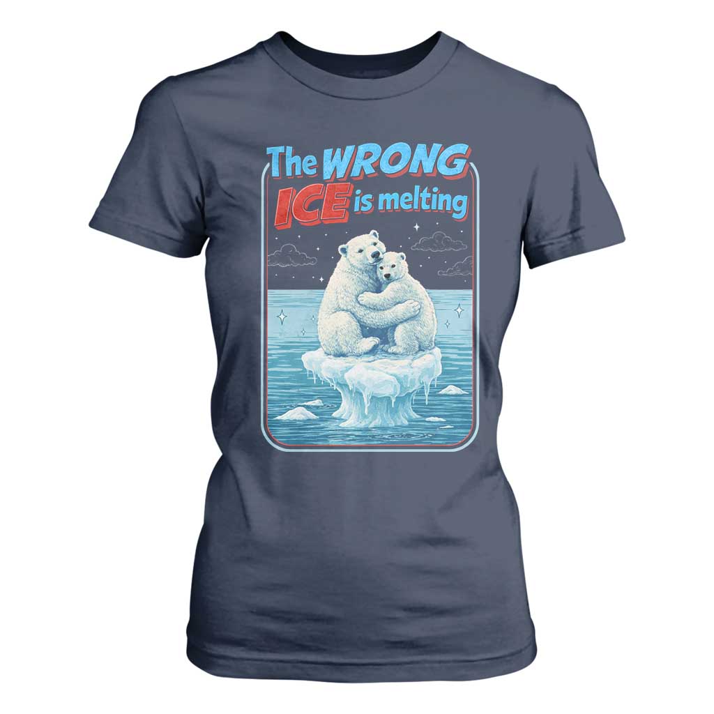 Fck Ice T Shirt For Women The Wrong Ice Is Melting Polar Bear Social Justice TS10 Navy Print Your Wear