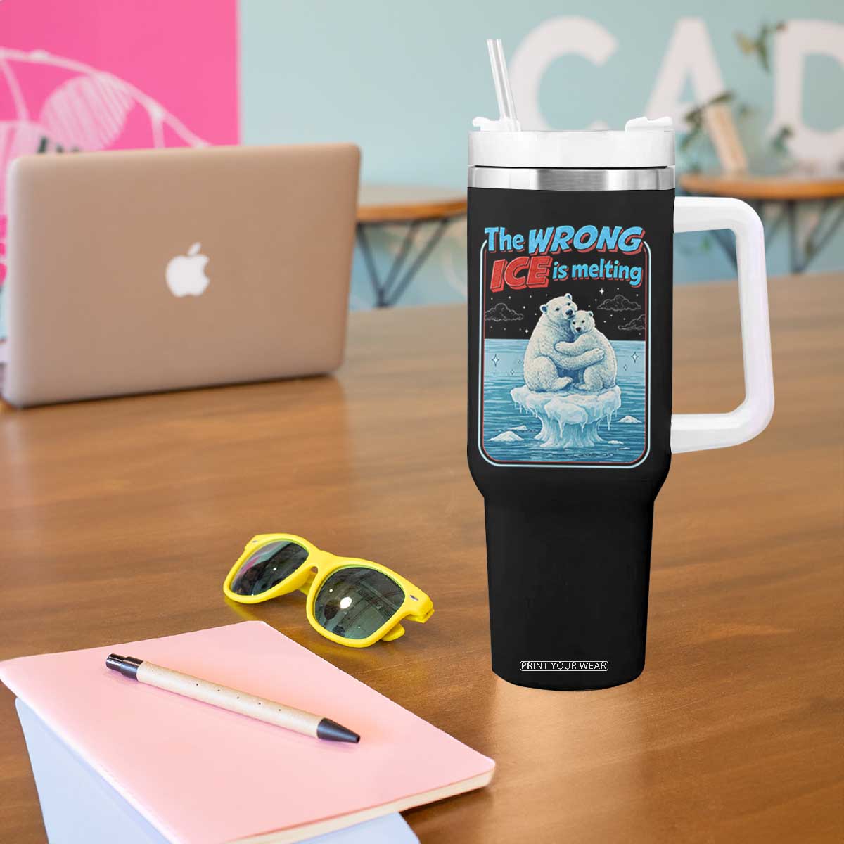 Fck Ice Tumbler With Handle The Wrong Ice Is Melting Polar Bear Social Justice TS10 Print Your Wear