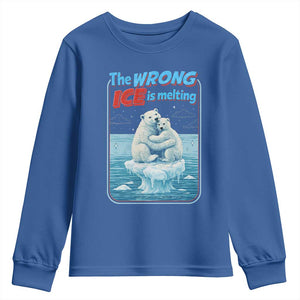 Fck Ice Youth Sweatshirt The Wrong Ice Is Melting Polar Bear Social Justice TS10 Royal Blue Print Your Wear