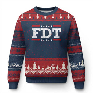 FDT Ugly Christmas Sweater Resistance Resist Tyranny Support TS10 Navy Red Print Your Wear