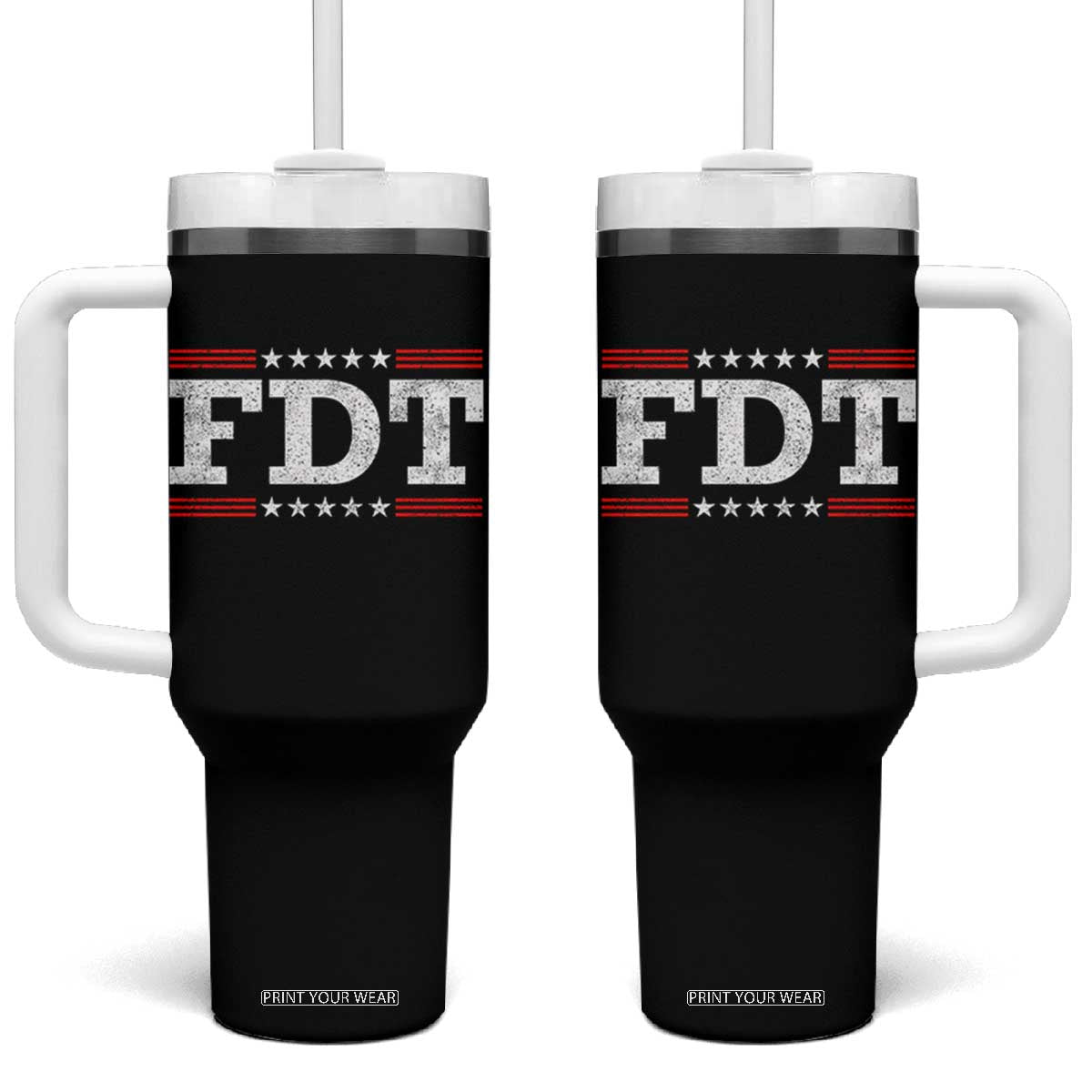 FDT Tumbler With Handle Resistance Resist Tyranny Support TS10 One Size: 40 oz Black Print Your Wear