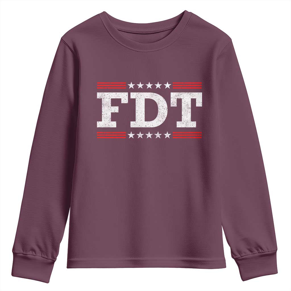 FDT Youth Sweatshirt Resistance Resist Tyranny Support TS10 Maroon Print Your Wear