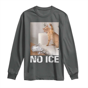 Funny Cat Meme No Ice Long Sleeve Shirt Subtle FDT Political Satire Satirical Humor TS10 Dark Heather Print Your Wear