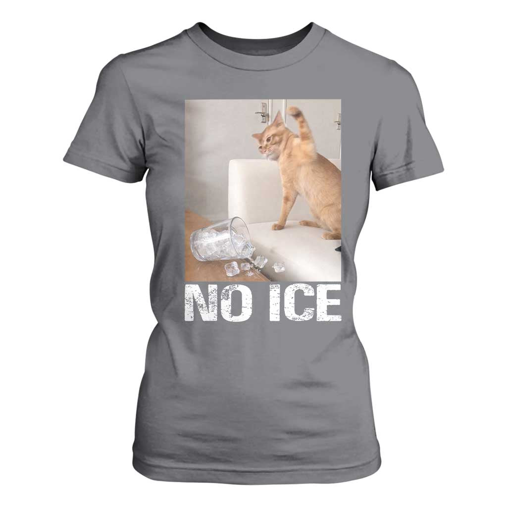 Funny Cat Meme No Ice T Shirt For Women Subtle FDT Political Satire Satirical Humor TS10 Charcoal Print Your Wear