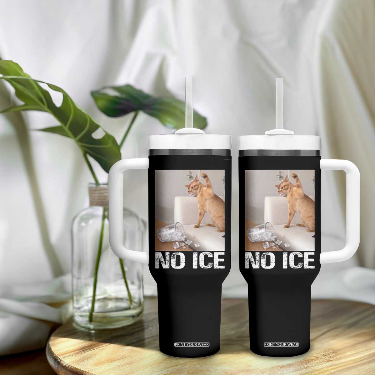 Funny Cat Meme No Ice Tumbler With Handle Subtle FDT Political Satire Satirical Humor TS10 Print Your Wear