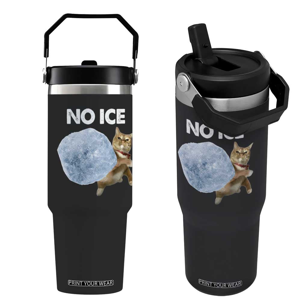 No Ice Flip Straw Tumbler Funny Cat Meme Subtle FDT Political Satire TS10 One Size: 30 oz Black Print Your Wear