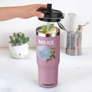 No Ice Flip Straw Tumbler Funny Cat Meme Subtle FDT Political Satire TS10 One Size: 30 oz Light Pink Print Your Wear