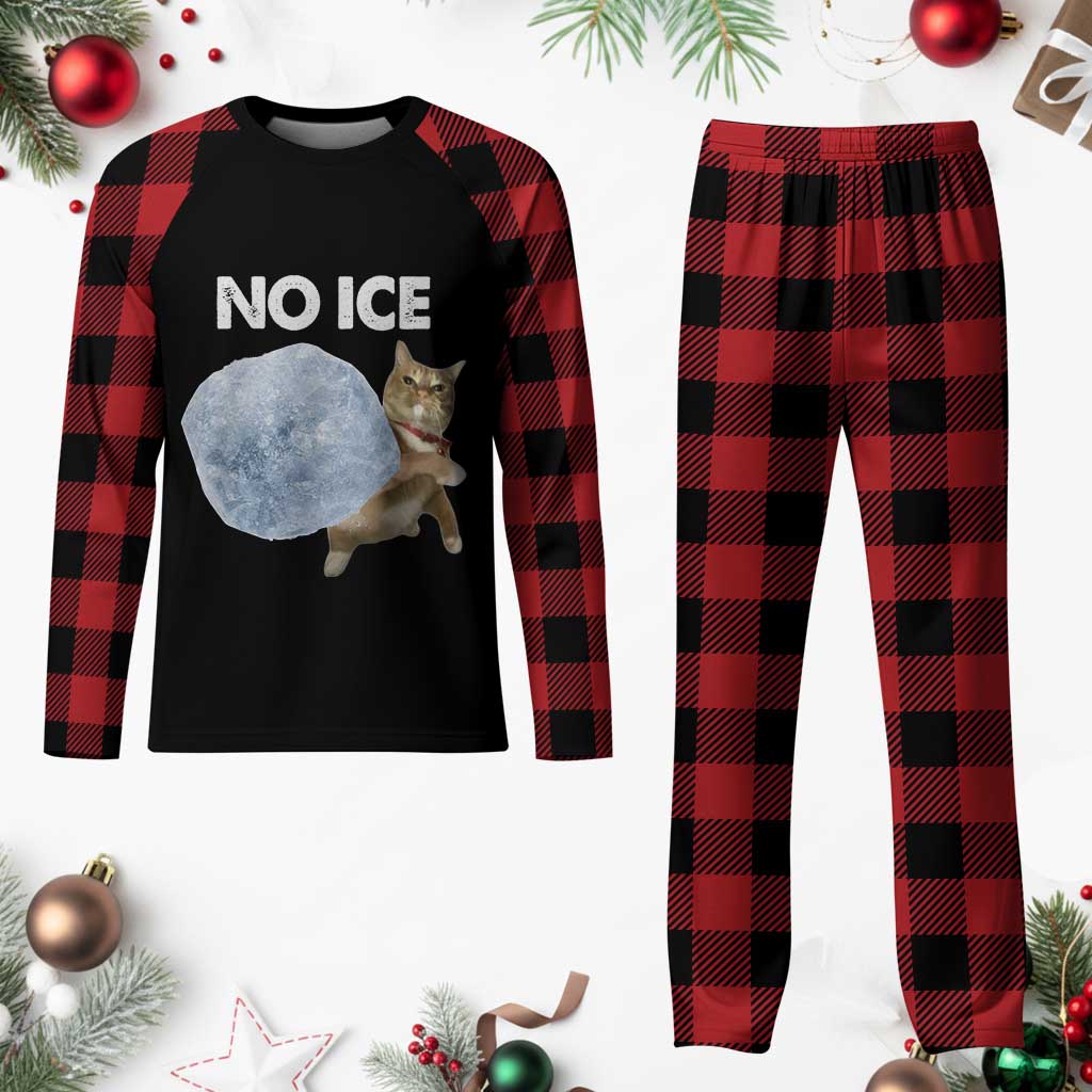 No Ice Plaid Pajama Set Funny Cat Meme Subtle FDT Political Satire TS10 Buffalo Plaid Print Your Wear